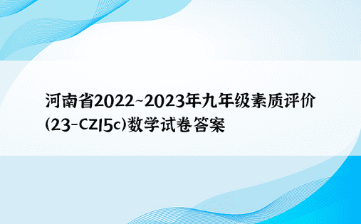 河南省2022~2023年九年级素质评价（23-CZ15c）数学试卷答案