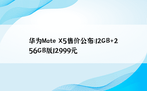华为Mate X5售价公布：12GB+256GB版12999元