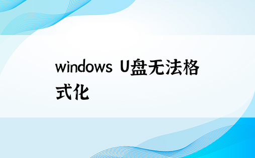 windows U盘无法格式化