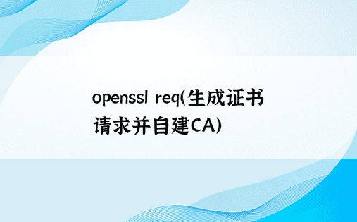 openssl req（生成证书请求并自建CA）